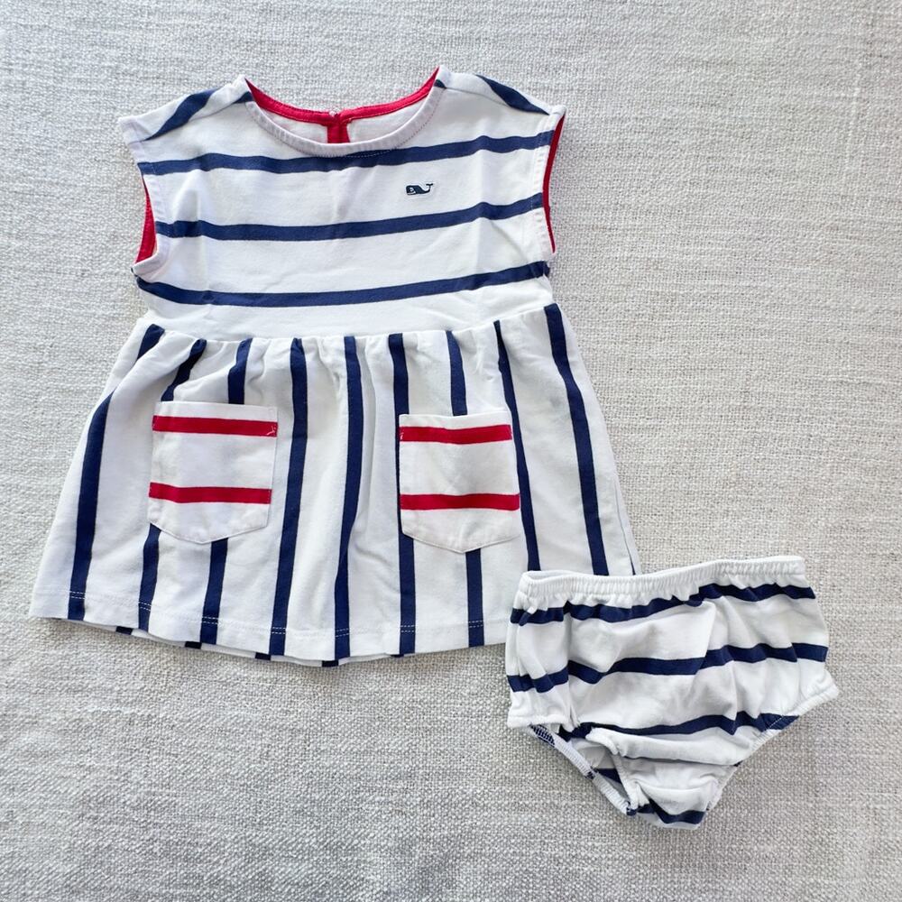 Vineyard Vines Red White and Blue Striped Dress VGUC 0-3mo